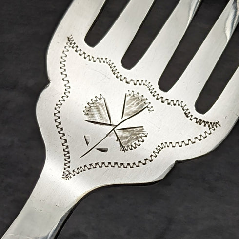 1899 British Antique Silver Plated Fish Server Set Deer Antlers Handle